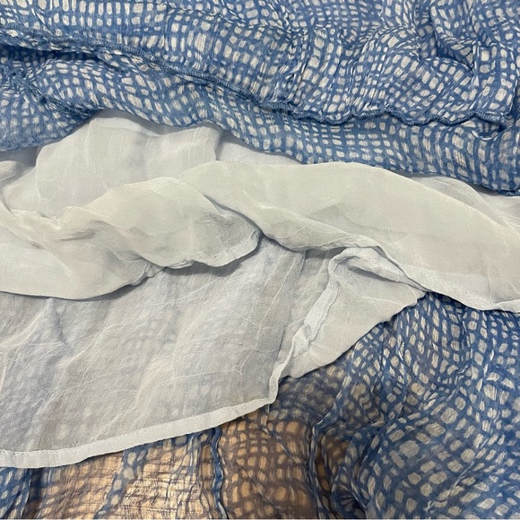 LOVE Sam MIDI Dress Light Blue Asymmetrical Ruffle Hem Semi Sheer - Picture 12 of 12